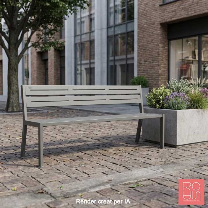 Banc urbà Silaos sense recolza braç en tot acer de 1800 mm